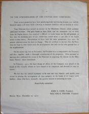 Mining: 1917 'United Zinc Company' Letter to the Stockholders - Letterhead picture