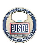 Greater Jacksonville USO Bottle Opener Challenge Coin Military Army Navy Marines picture