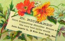 1870's-80's Dr. Richards' Skirt Supporting Shoulder Braces Trade Card D2 picture