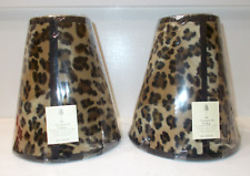 2 New Pottery Barn Leopard Flared Lamp Shades 8