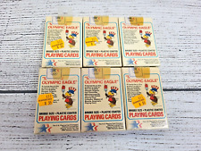 Vintage 1984 Olympic Eagle Bridge Size Plastic Coated Playing Cards Lot of 6 NEW picture