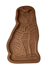 VTG 1981 Hartstone Cat w/ Christmas Bell Stoneware Cookie Mold, Holiday Decor picture