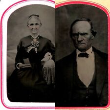 x2 LOT ID'd c1860s McCracker Family Married Man Woman Tintype Real Photo IA H40 picture