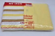 Vintage Selected Seconds No Iron Muslin Yellow Stripe Standard Pillowcases NOS picture