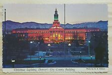 Postcard Christmas Lighting Denver City County Buidling Colorado USA A2 picture