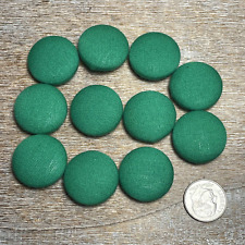 Lot of 11 VTG GREEN Fabric Round Button Cover, Snap On, Silver Metal Backing 1