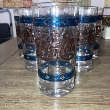 Pepsi-Cola  Vintage 1970s 5 1/2” Tall Glasses Tiffany-style Stained Set Of 6 picture