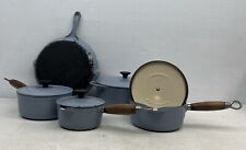 Vintage 9pcs Le Creuset Cousances Set Pan Skillet Dutch Oven Enamel Blue France picture