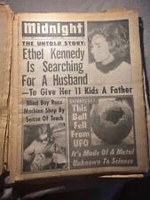 MIDNIGHT TABLOID NEWSPAPER Aug 7 '72 ETHEL KENNEDY WANTS A HUSBAND/UFO BALL picture