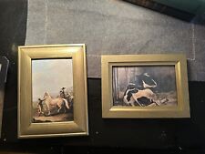 Vintage Set 2 Gold Framed Animal art Art Wall Decor 5x7 Cow Horse picture