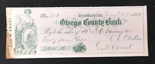 1800's Ostego County Cancelled Check Cooperstown NY picture