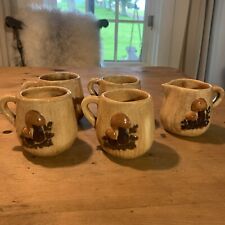 Vintage Merry Mushroom 4 Mugs And Creamer Cottage core Granny Core picture