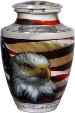 Beautiful Eagle & USA Flag Adult Human Large Cremation Funeral Ash Keepsake Urn picture