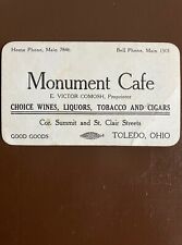 Antique Business Card Monument Cafe Toledo Ohio Comosh picture
