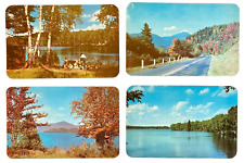 NY Adirondacks Postcards 4 RPPC VTG 1952 Autumn Foliage Fish Creek Pond Campsite picture