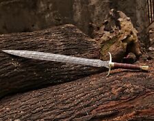 Custom Made Damascus Steel Royal Viking / Wrapped Laether Survival Battle Sword picture