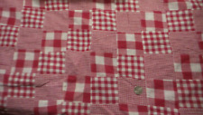 Vintage Cotton Fabric RED & WHITE GINGHAM CHECK STITCHED PATCHWORK 1 Yd/44