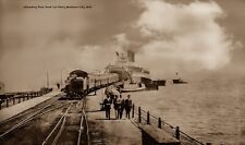 RPPC Photo Mackinaw City, Mich. Unloading Train Cars from Ferry, Steamship picture