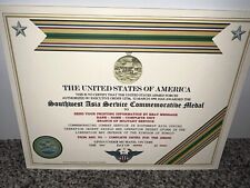 SOUTHWEST ASIA SERVICE MEDAL COMMEMORATIVE CERTIFICATE ~ W/PRINTING TYPE-1 picture