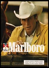1988 Marlboro Reds-cigarette print ad/mini poster-Cowboy Hat, Man  1980s picture