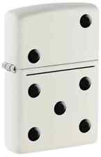 Zippo 46159, Domino Design, White Matte Lighter, NEW picture