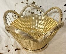 Vintage Hand Woven Round Metal Wire Basket picture