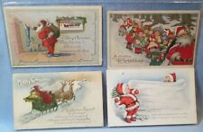 Vintage Merry Christmas SANTA Postcard Group ~ Children Sleigh Reindeer Gifts    picture