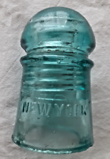 Vintage Brookfield New York Aqua Blue Green Glass Beehive Insulator picture
