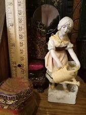antique German porcelain figurine lady doll house garden miniature vintage picture