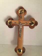 AUTHENTIC HOLY LAND Crucifix Olive Wood WITH SOILS From  Jerusalem picture