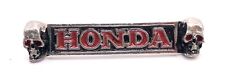 Vintage Rare Honda Red & Black Skull Motorcycle Biker Enamel Lapel Pin Badge picture