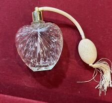 Vtg Colony HEART BOTTLE 24% Lead Glass  4 1/2” Perfume White Atomizer GIFT sexy picture