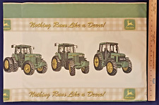 Vintage John Deere Tractor & Logo cotton pillowcase Green Gold 28 1/2