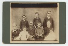 Antique Circa 1890s Cabinet Card Incredible Family Portrait With Six Children picture