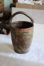 Antique Leather Fire Bucket Painted Light Green picture