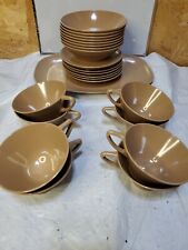 Vintage 25 pc Royalon Roymac Melmac Cocoa Brown Bowls Saucers Cups Bread Tray picture