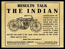 1910 Indian Motorcycles NEW Metal Sign: Hendee Mfg. Springfield, Massachusetts picture