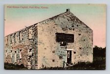 Fort Riley KS-Kansas, First Kansas Capitol, Antique Vintage Souvenir Postcard picture