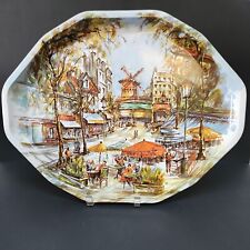 Vintage 1970s Daher Tray with City Scene of Paris - Colorful, Large Autumn Tray picture