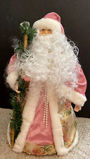 VNTG Victorian Santa Tree/Table Topper Rose Green Floral & Mauve Colors 16” Lg picture