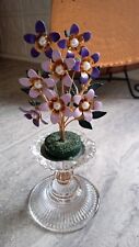 Gorgeous Jeweled Enamel Flowers Franklin Mint Bouquet Violets Jewel Glass Metal picture