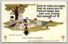 Postcard Art children picnic, c1920 Buffalo Tuberculosis Association 3P picture