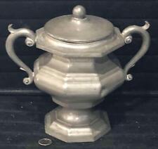 Antique American Pewter Covered Sugar Bowl, 