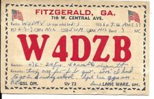 QSL  1936 Fitzgerald  Georgia   radio card picture