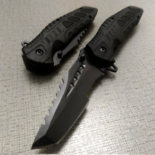 Tanto Serrated Knife Folding Pocket Hunting Survival Camping Tactical 440C Steel picture