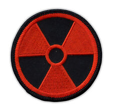 Motorcycle Jacket Embroidered Patch - Radioactive Nuclear Symbol (Orange, Black) picture