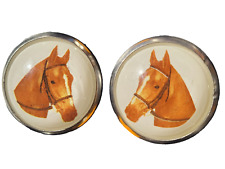 Pair [2] of Horses Bridal Rosettes Buttons Featuring Horse Heads picture