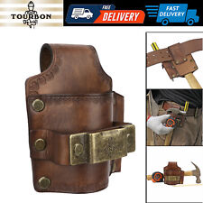 TOURBON Genuine Leather Tools Belt Pouch Hammer Holster Tape Measure EDC Holder picture