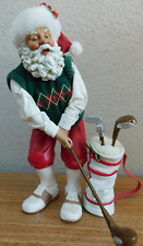 Vintage JC Penny Home Collection Fabric Mache Santa Golfing Santa Claus picture