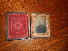 antique tintype of Grandpa, in full split leather case picture